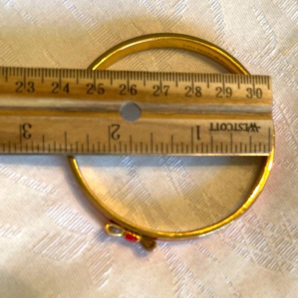 Kate Spade New York Red & Gold Bow Bangle Bracelet  ~ Excellent ~ Gift Idea - Picture 5 of 6